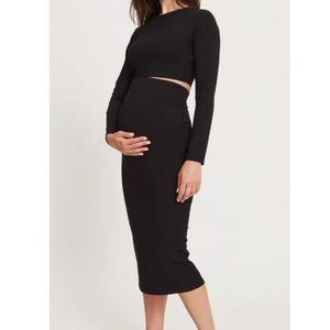 HATCH BLACK WOOL BLEND SKIRT SIZE 2 / MEDIUM